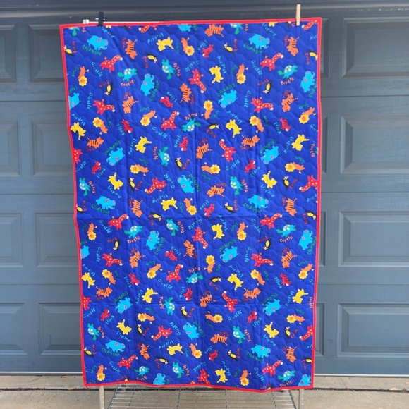 Handmade Bedding Animal Print With Orange Trim Yellow Back Lap Baby Blanket Poshmark